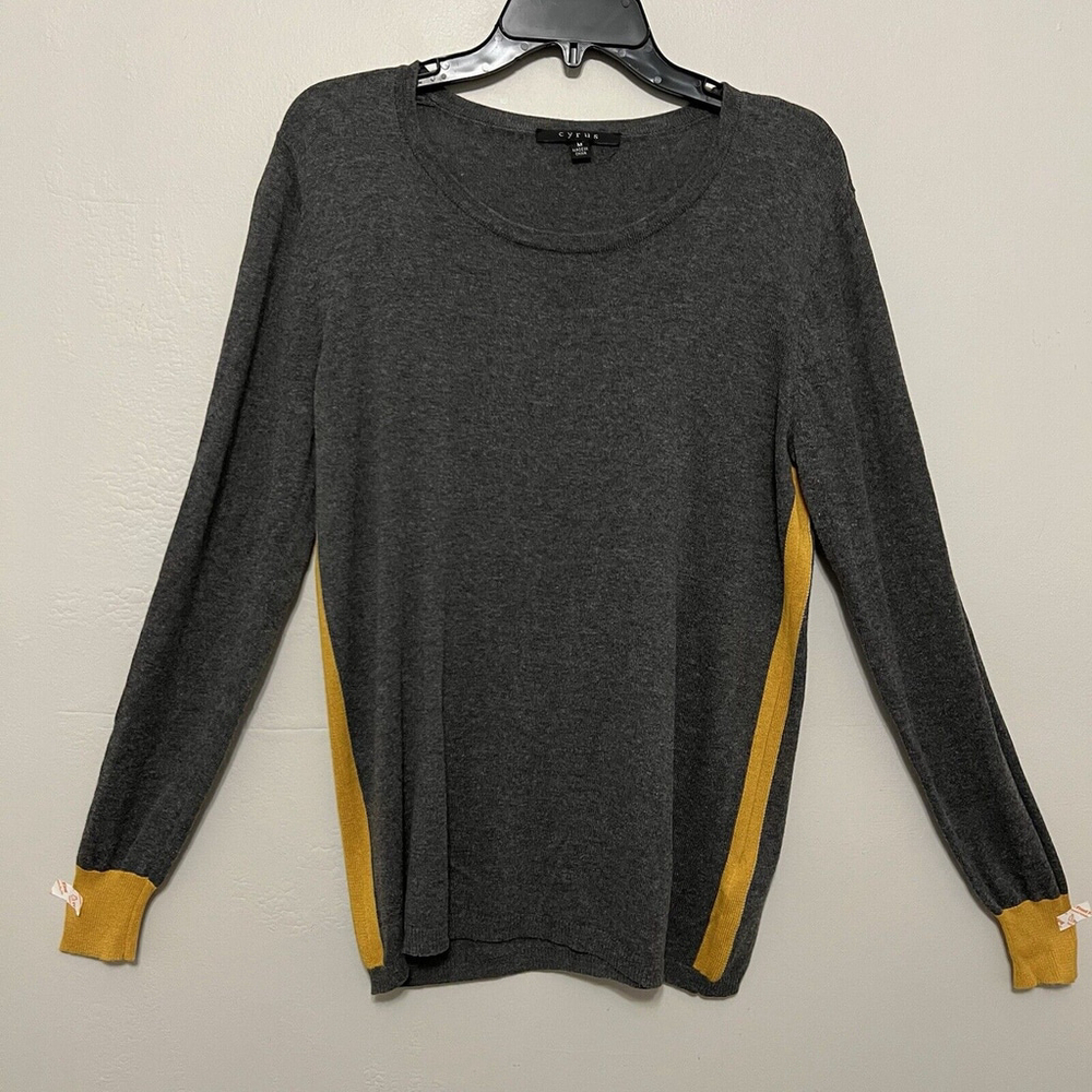 Cyrus Soft Cozy Grey Mustard Varsity Sweater Grunge Fall Professional M‎